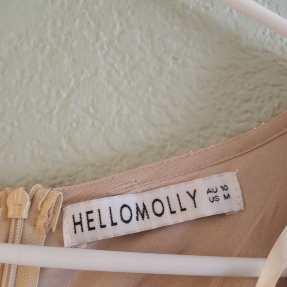 Hello Molly Lace Pale Gold Sunburst Bohemian Sheer Flowy Kimono Sleeve dress M - Picture 6 of 7